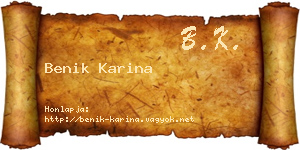 Benik Karina névjegykártya